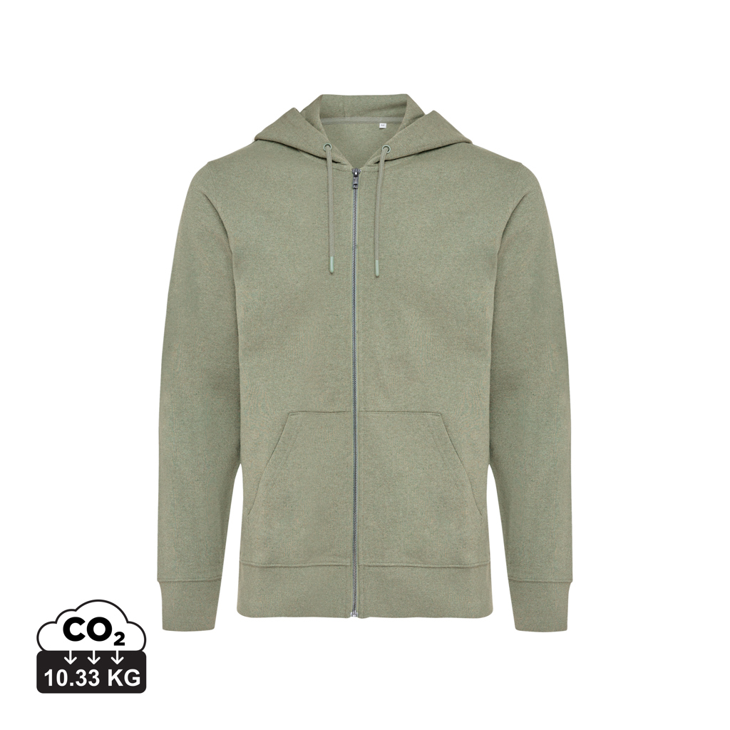 Felpa con cappuccio Abisko in cotone riciclato e zip, heathe