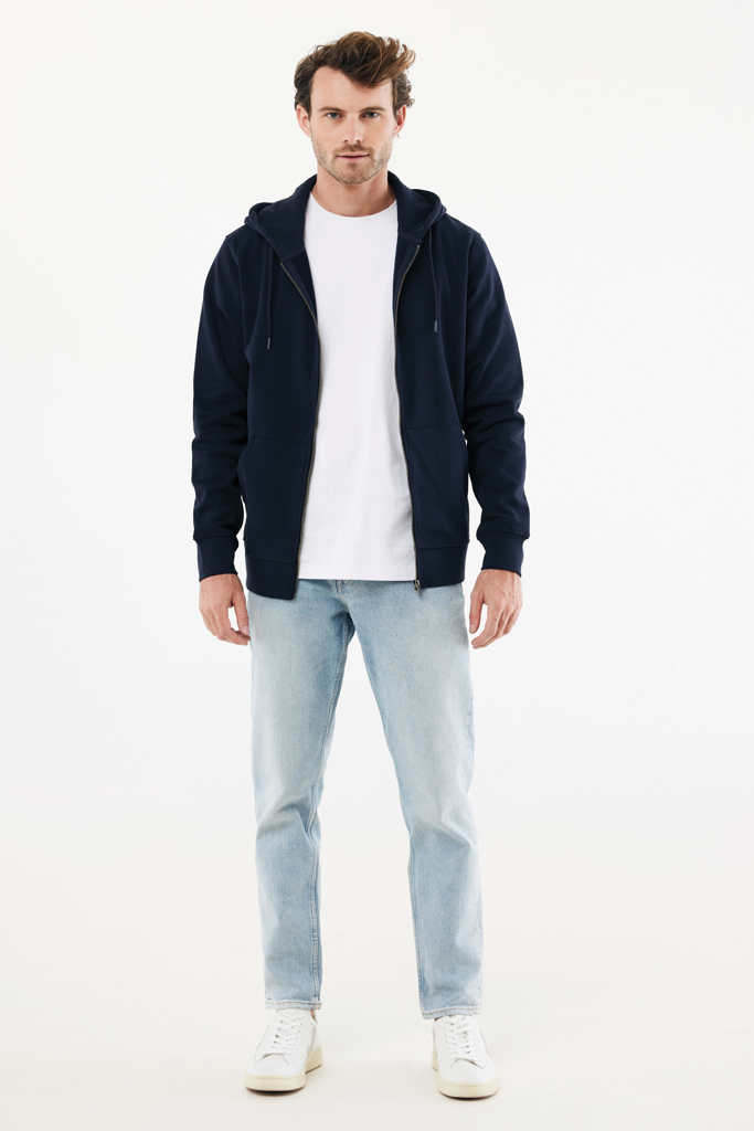 Sweat à capuche avec zip en coton recyclé Abisko, bleu marin