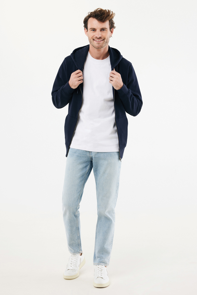 Sweat à capuche avec zip en coton recyclé Abisko, bleu marin