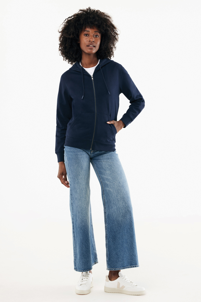 Sweat à capuche avec zip en coton recyclé Abisko, bleu marin