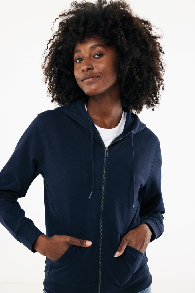 Sweat à capuche avec zip en coton recyclé Abisko, bleu marin