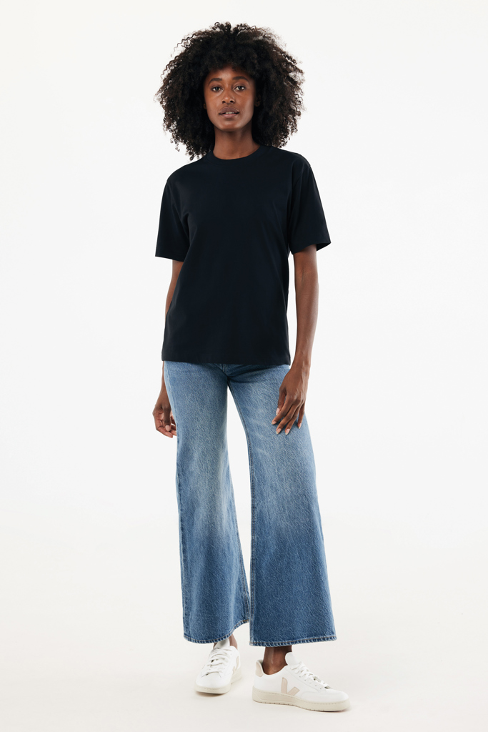 T-shirt lourd en coton recyclé Nikko, noir