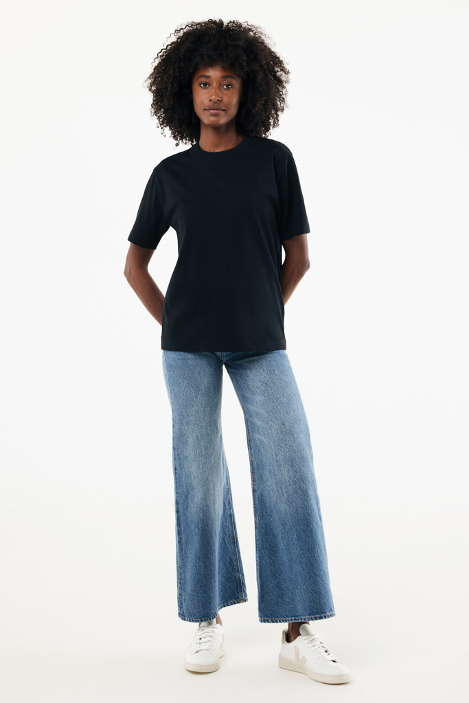 T-shirt lourd en coton recyclé Nikko, noir