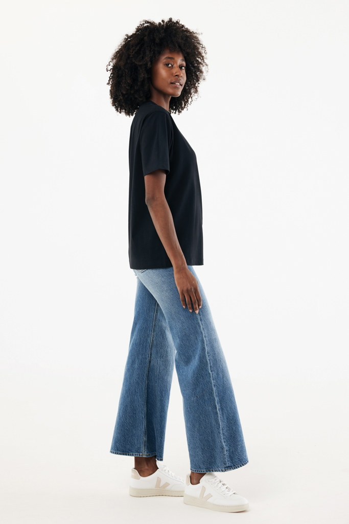 T-shirt lourd en coton recyclé Nikko, noir