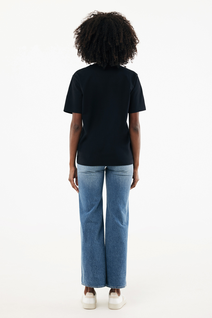 T-shirt lourd en coton recyclé Nikko, noir