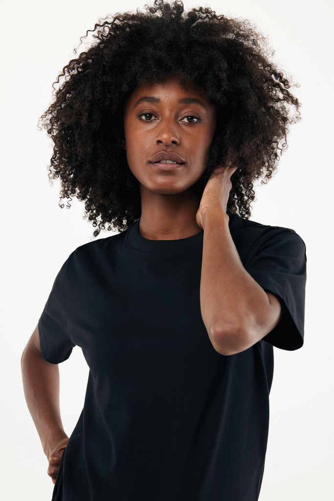 T-shirt lourd en coton recyclé Nikko, noir