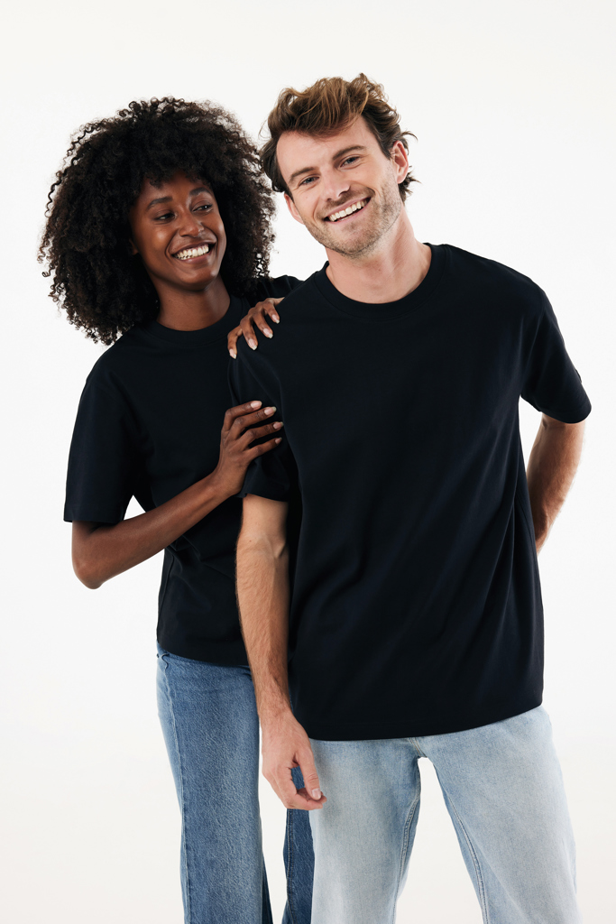 T-shirt lourd en coton recyclé Nikko, noir