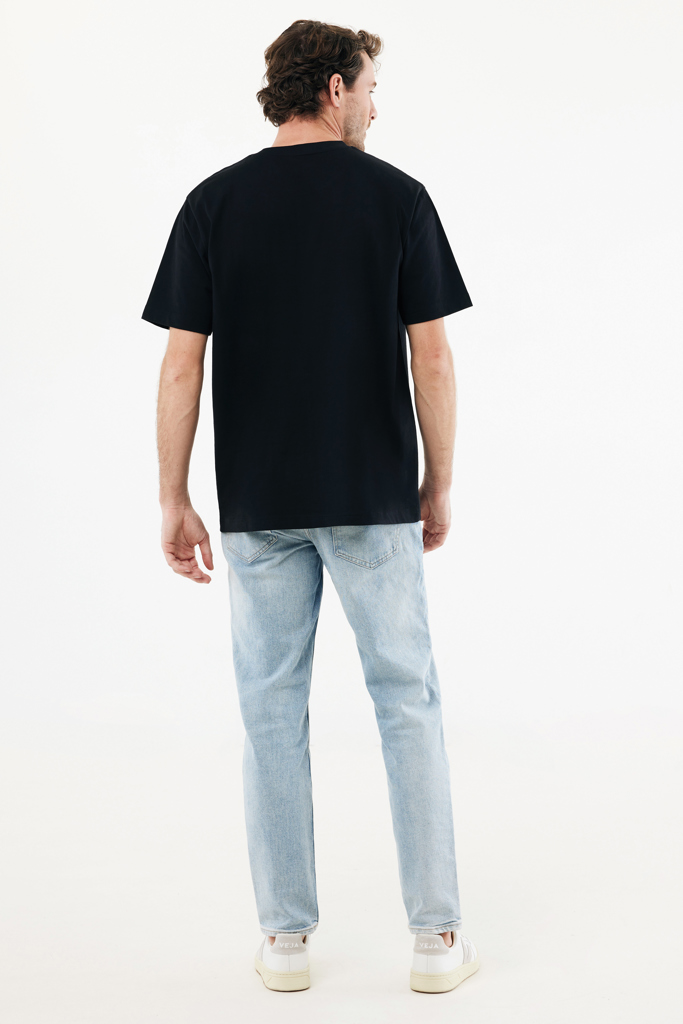 T-shirt lourd en coton recyclé Nikko, noir