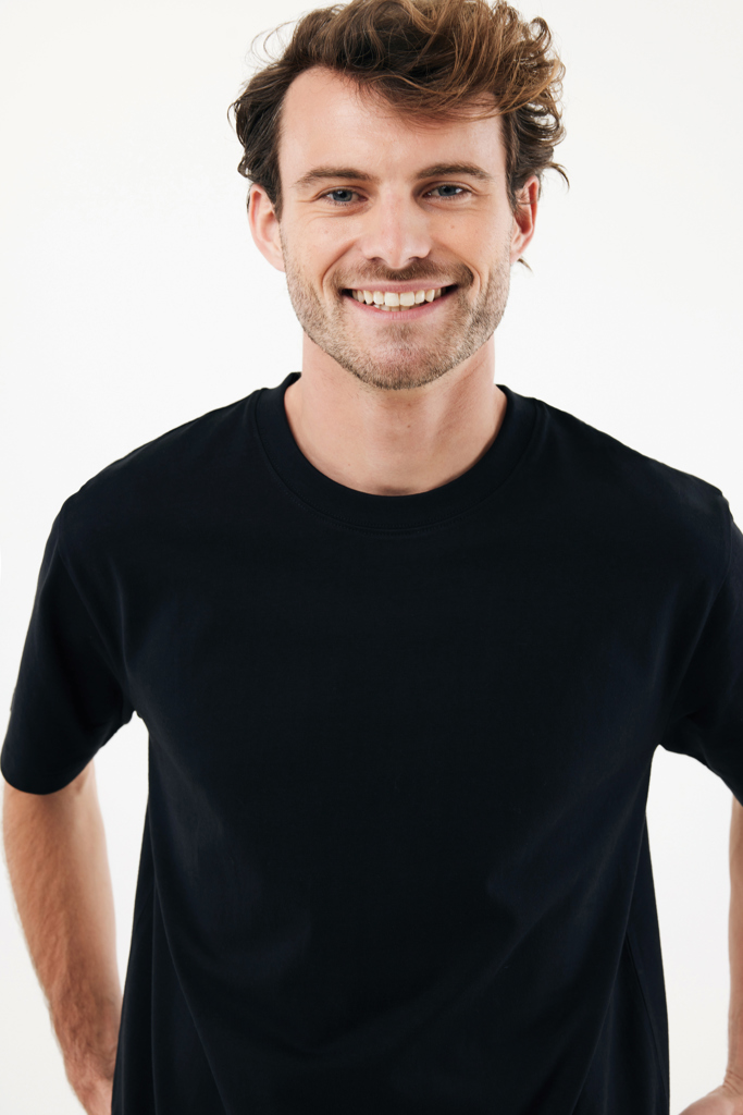 T-shirt lourd en coton recyclé Nikko, noir