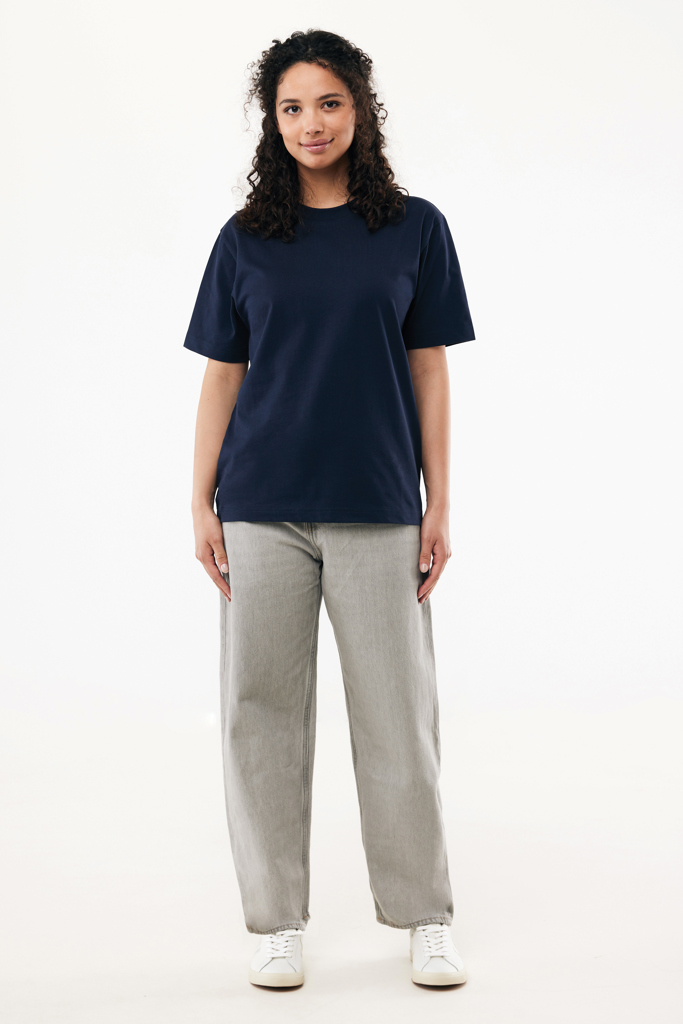 T-shirt lourd en coton recyclé Nikko, bleu marine