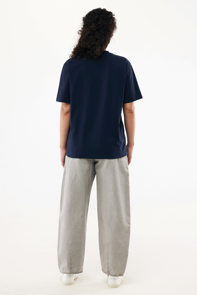 T-shirt lourd en coton recyclé Nikko, bleu marine