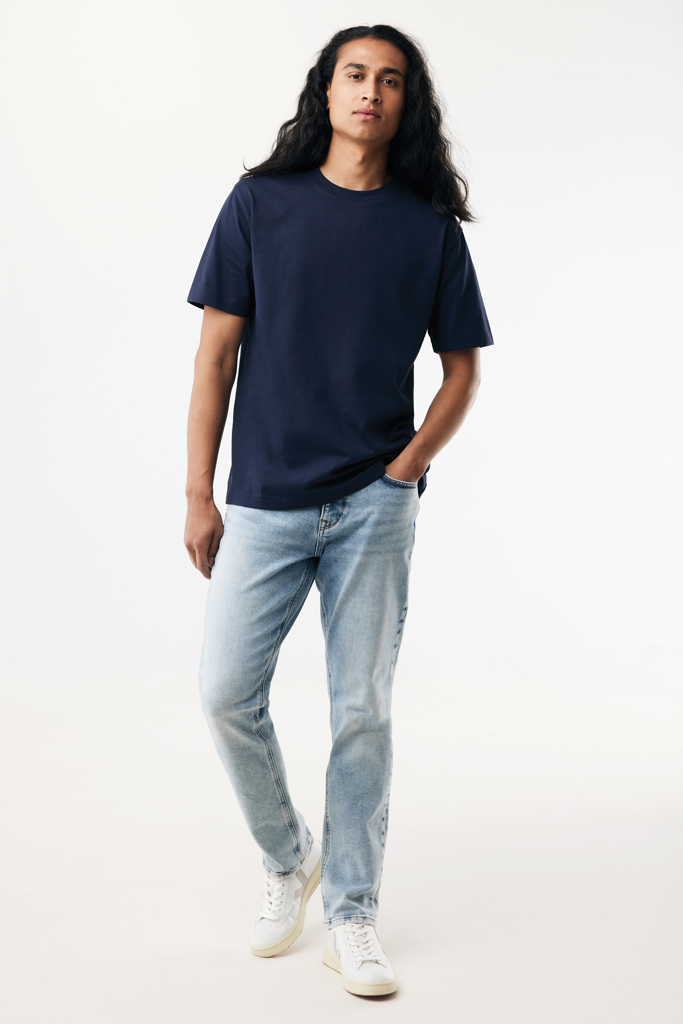 T-shirt lourd en coton recyclé Nikko, bleu marine