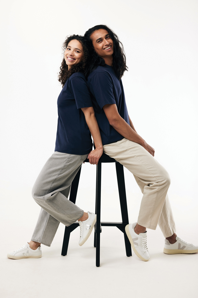 T-shirt lourd en coton recyclé Nikko, bleu marine