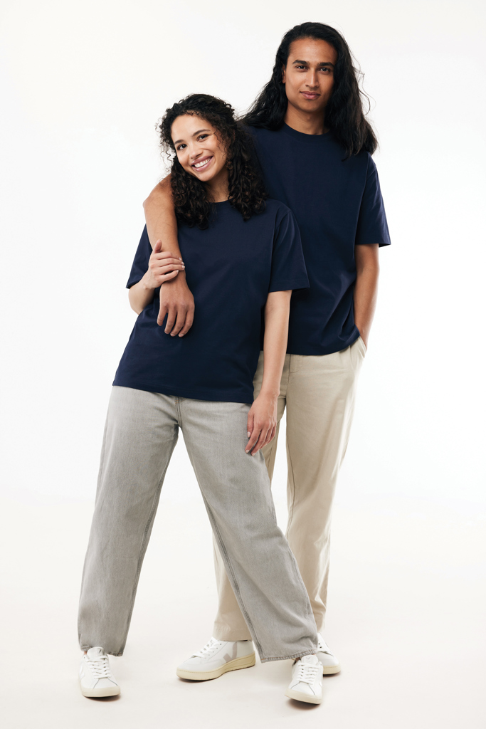 T-shirt lourd en coton recyclé Nikko, bleu marine