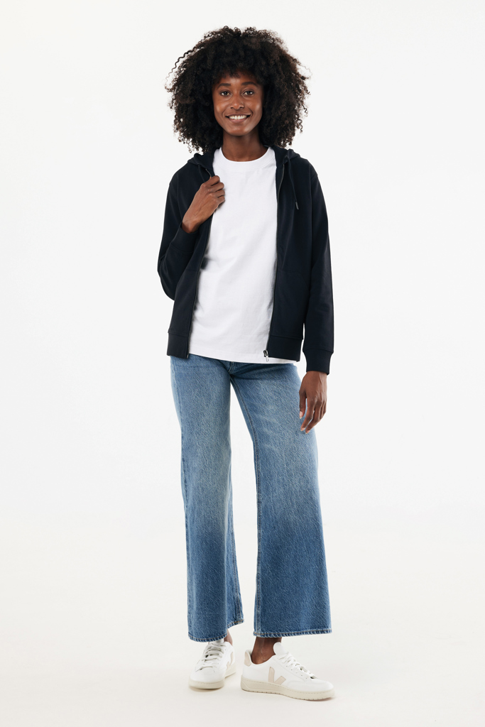 Sweat à capuche avec zip en coton recyclé Abisko, noir