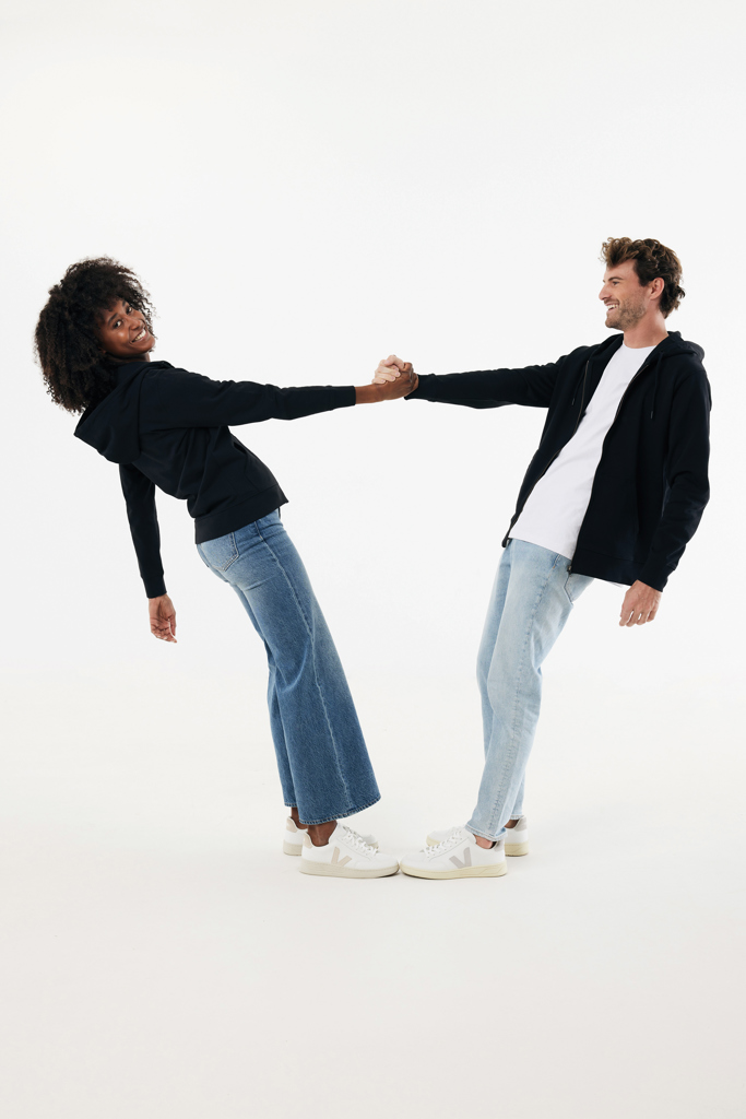 Sweat à capuche avec zip en coton recyclé Abisko, noir