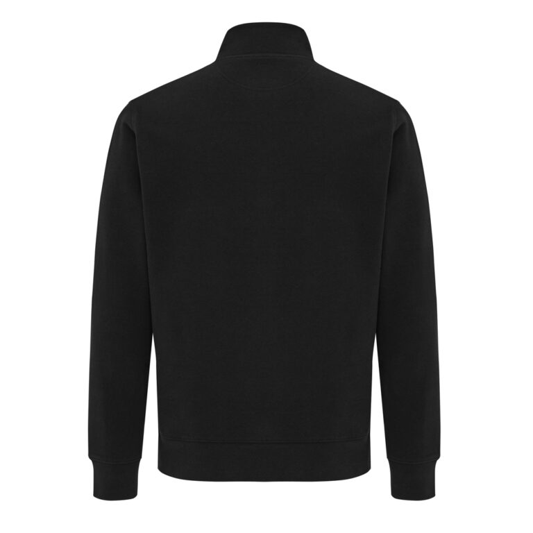 Sweater à col montant zippé en coton recyclé Elgon, noir