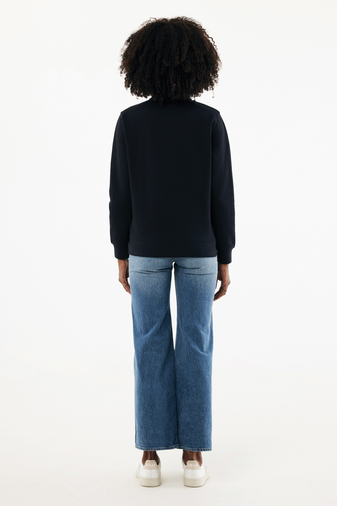 Sweater à col montant zippé en coton recyclé Elgon, noir