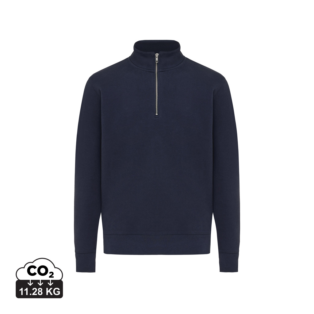 Felpa mezza zip Elgon in cotone riciclato, blu navy