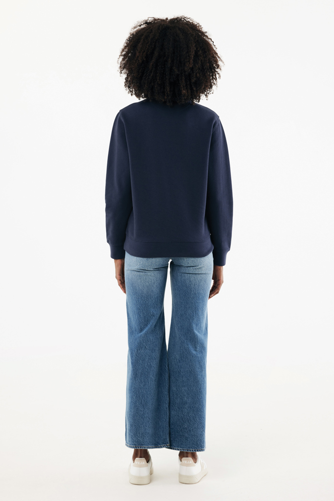 Sweater à col montant zippé en coton recyclé Elgon, bleu mar