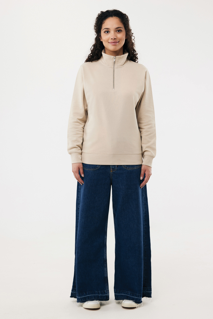Sweater à col montant zippé en coton recyclé Elgon, desert