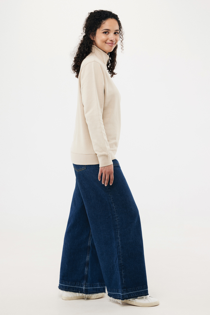 Sweater à col montant zippé en coton recyclé Elgon, desert