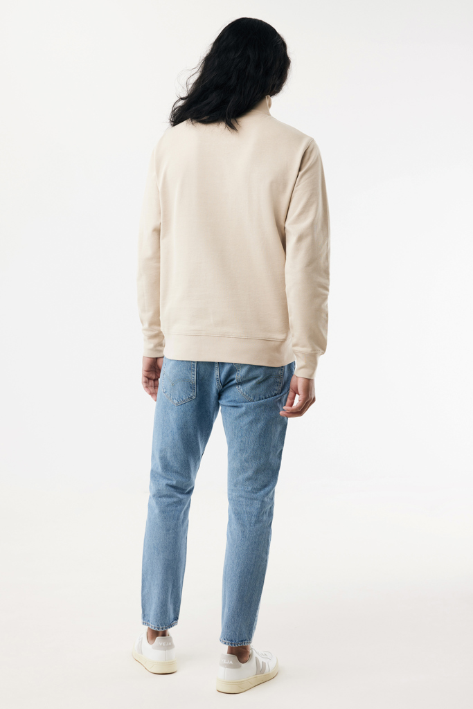 Sweater à col montant zippé en coton recyclé Elgon, desert