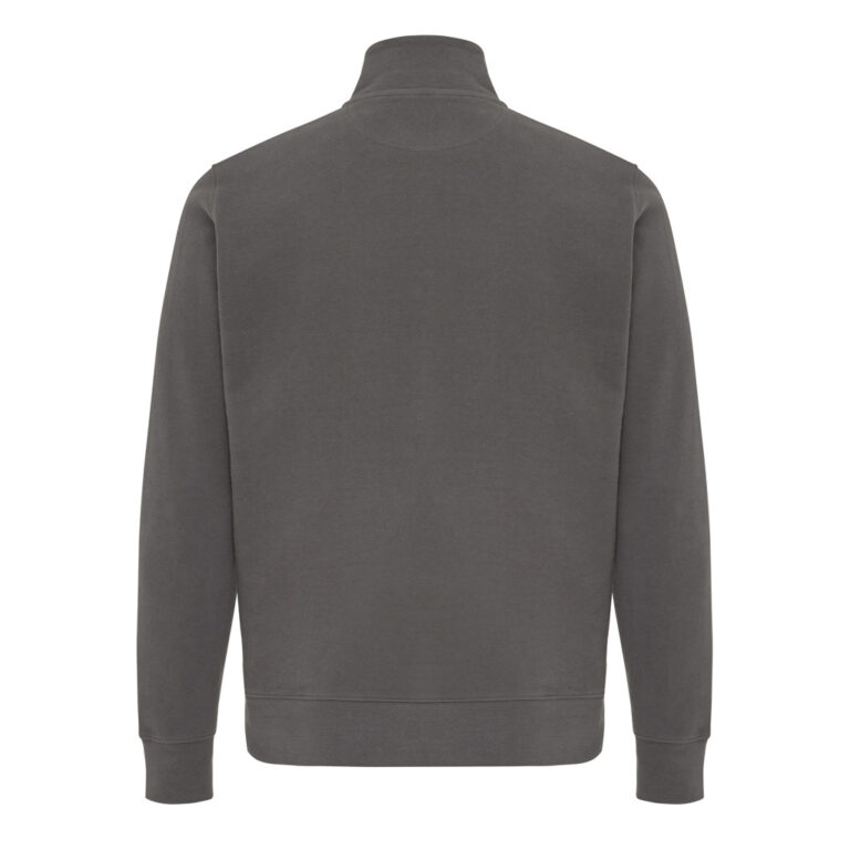 Sweater à col montant zippé en coton recyclé Elgon, antracit