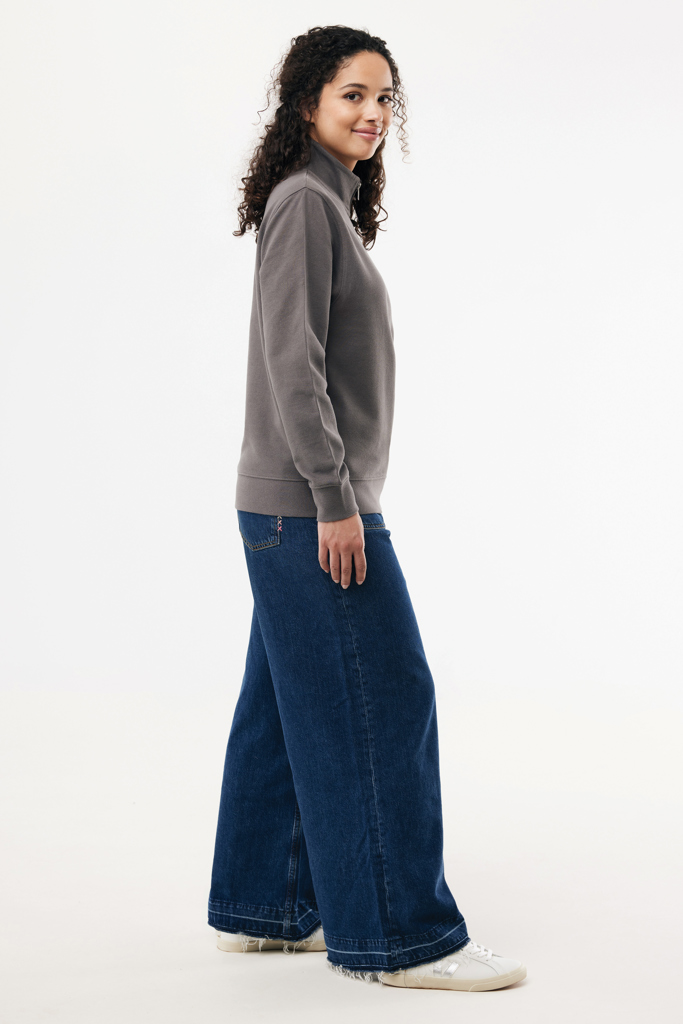 Sweater à col montant zippé en coton recyclé Elgon, antracit