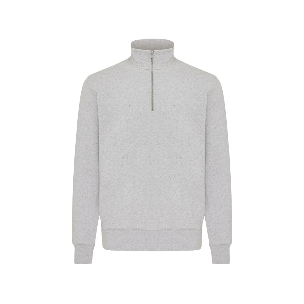 Felpa mezza zip Elgon in cotone riciclato, light heather gre