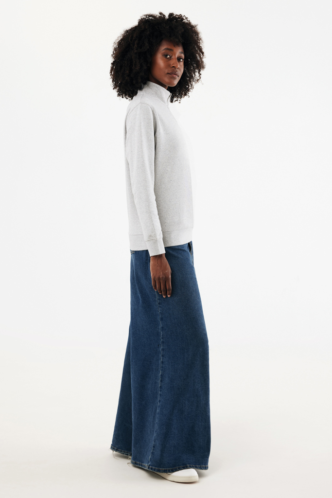 Sweater à col montant zippé en coton recyclé Elgon, light he