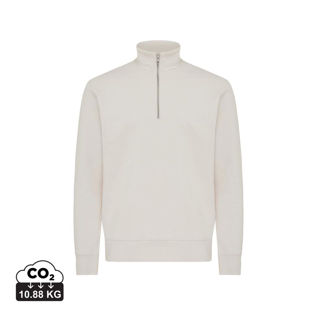 Elgon recycled cotton quarter zip sweater, ivory white