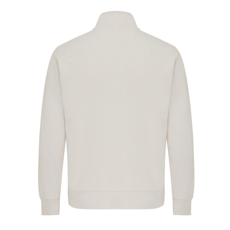 Sweater à col montant zippé en coton recyclé Elgon, ivory wh