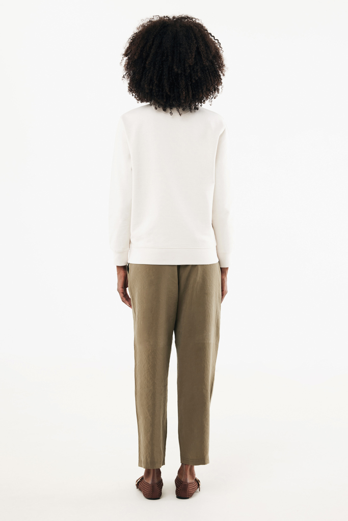 Sweater à col montant zippé en coton recyclé Elgon, ivory wh