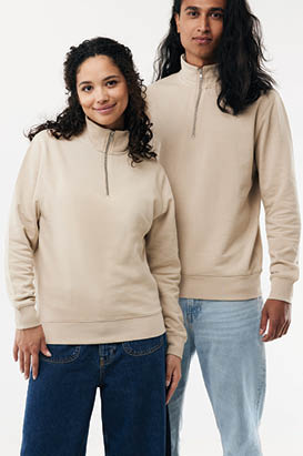 Felpa mezza zip Elgon in cotone riciclato, nero