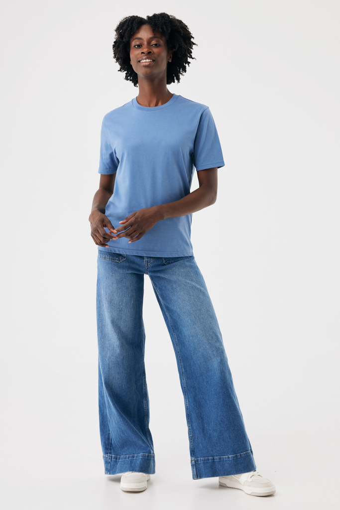 Brett gerecycled katoen t-shirt, moon blue