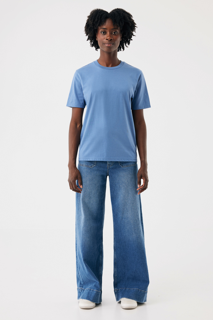 Brett gerecycled katoen t-shirt, moon blue