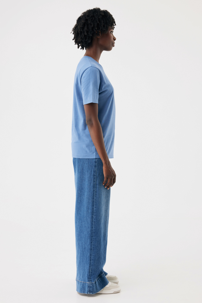 Brett gerecycled katoen t-shirt, moon blue