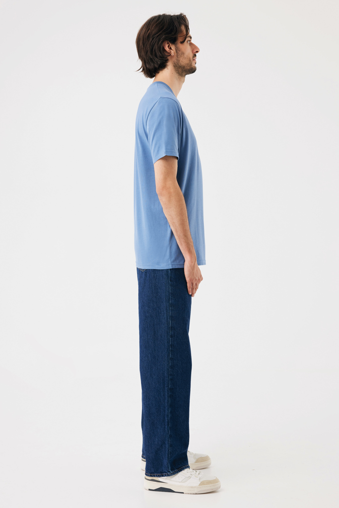 Brett gerecycled katoen t-shirt, moon blue