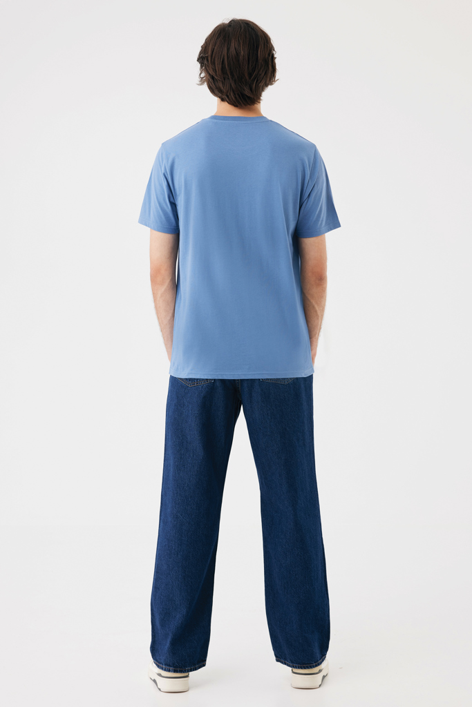 Brett gerecycled katoen t-shirt, moon blue