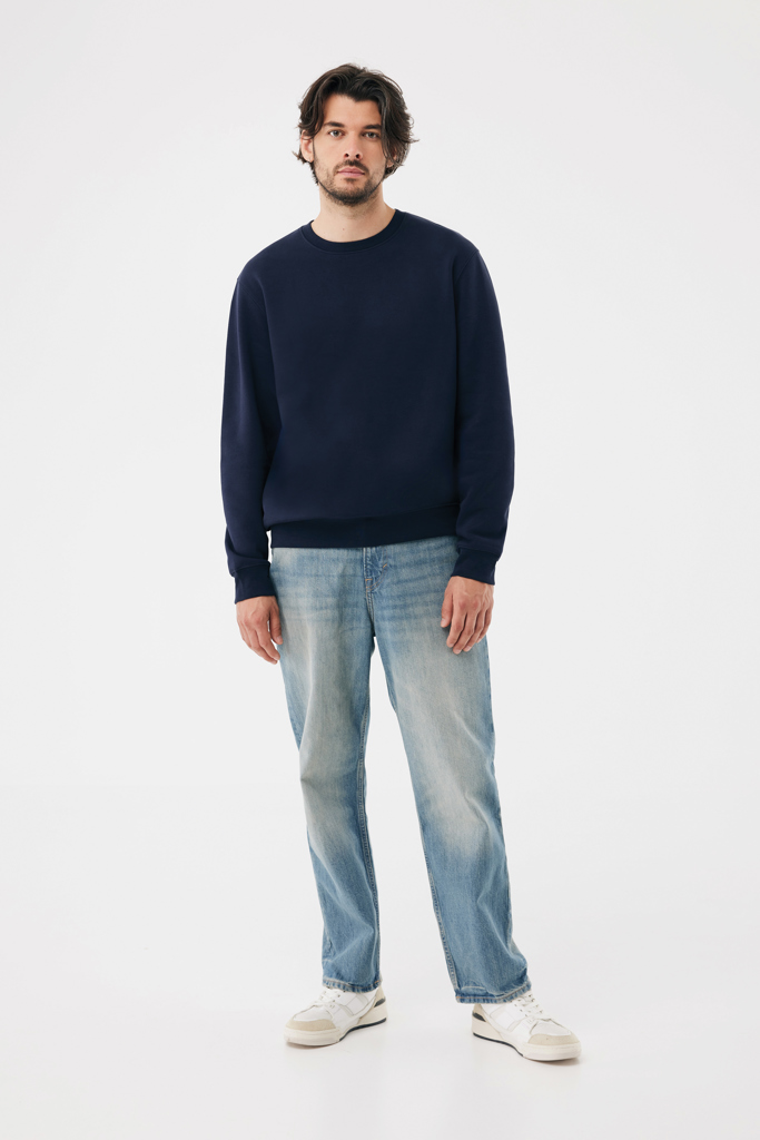 Sudadera de cuello redondo de algodón reciclado Torla IQONIQ, azul marino