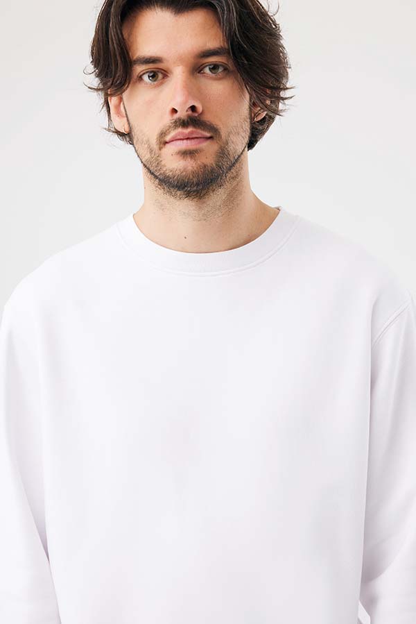 IQONIQ Torla Rundhals-Pullover aus recycelter Baumwolle, recycled white