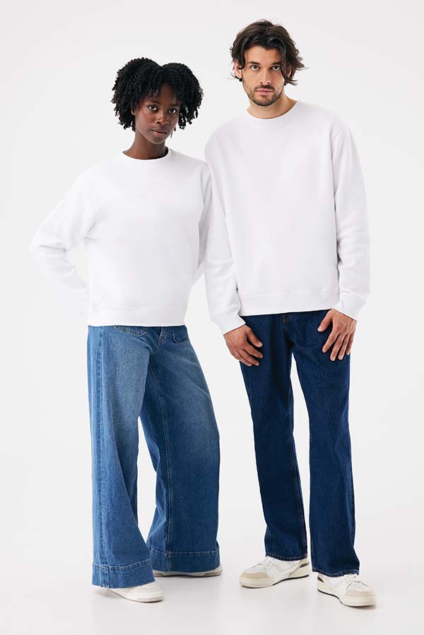 IQONIQ Torla Rundhals-Pullover aus recycelter Baumwolle, recycled white