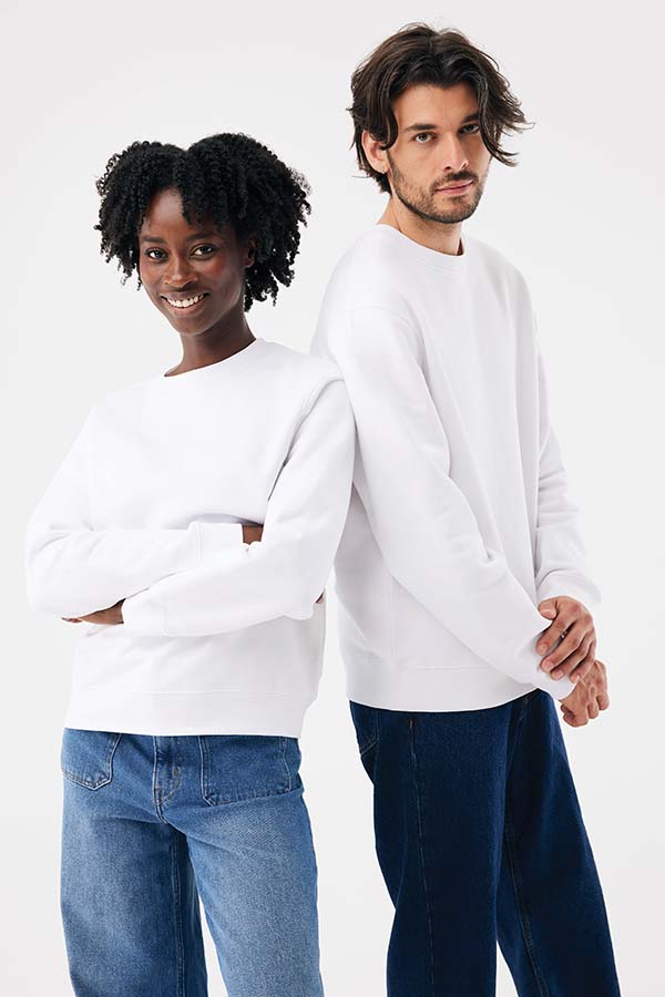 IQONIQ Torla Rundhals-Pullover aus recycelter Baumwolle, recycled white