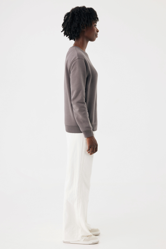 IQONIQ Torla Rundhals-Pullover aus recycelter Baumwolle, anthrazit