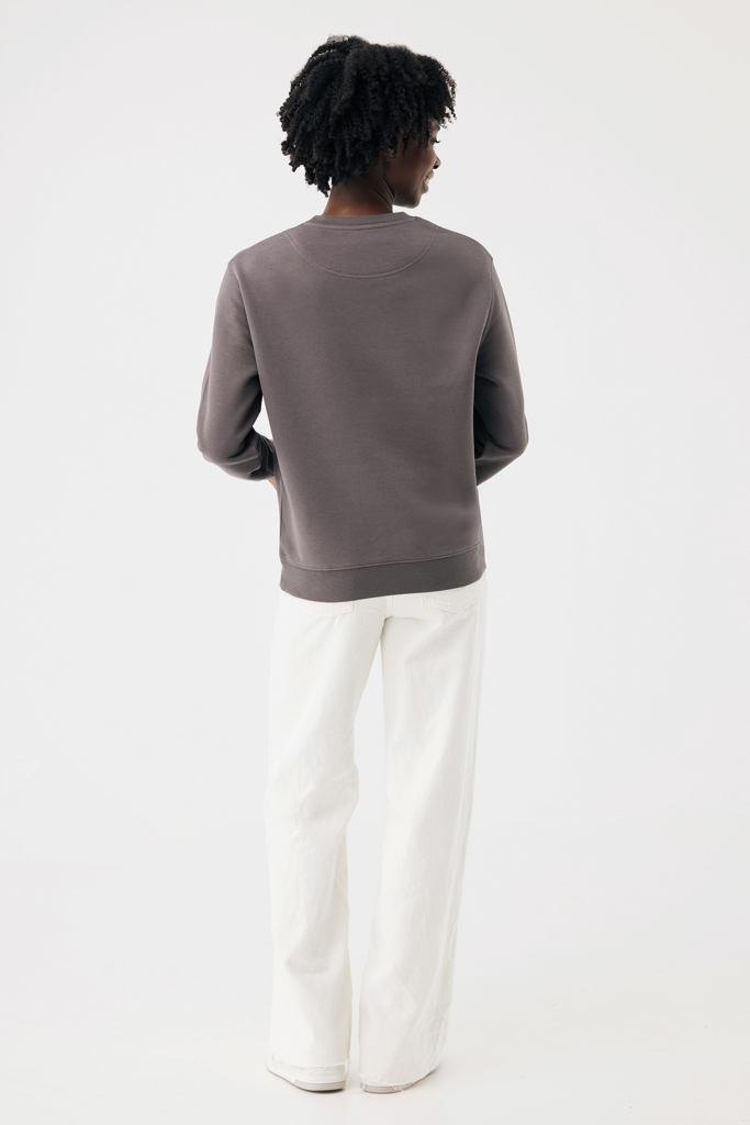 IQONIQ Torla Rundhals-Pullover aus recycelter Baumwolle, anthrazit