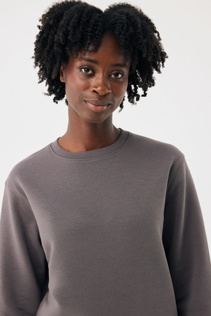 IQONIQ Torla Rundhals-Pullover aus recycelter Baumwolle, anthrazit