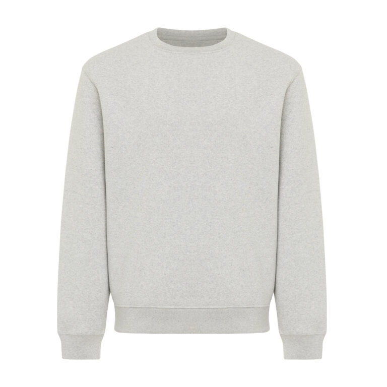 IQONIQ Torla Rundhals-Pullover aus recycelter Baumwolle, light heather grey