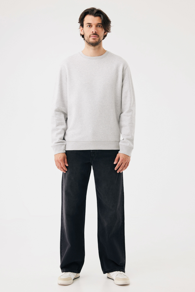 IQONIQ Torla Rundhals-Pullover aus recycelter Baumwolle, light heather grey