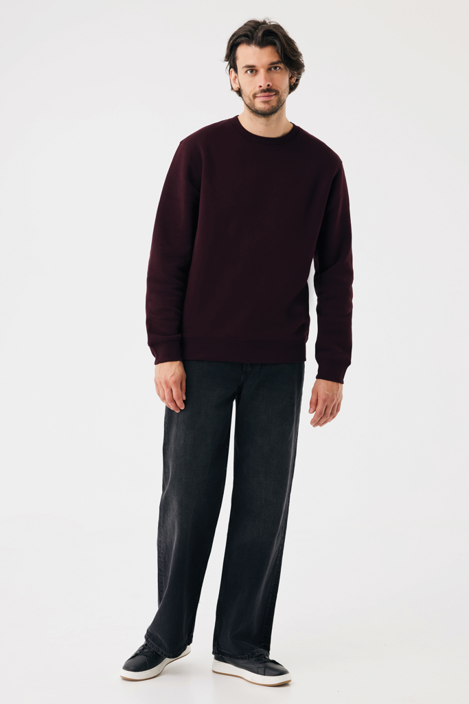 Sudadera de cuello redondo de algodón reciclado Torla IQONIQ, merlot